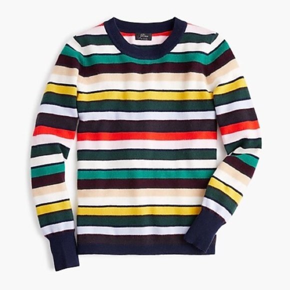 J. Crew Sweaters - J. Crew Cashmere Crewneck Sweater in Multistripe Size Medium